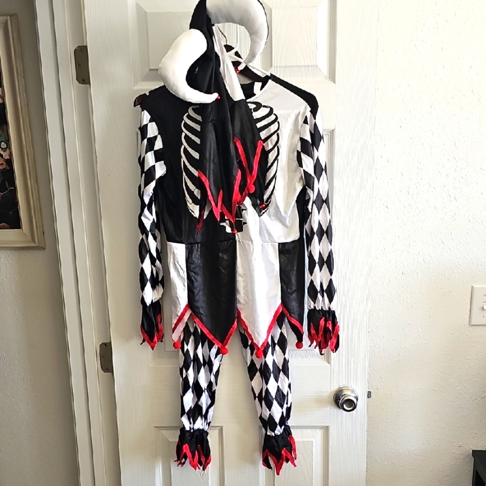 Jester Costume - Black, White, Red